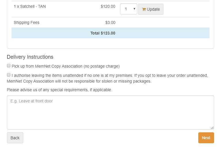 Display Delivery Instructions – MemNet